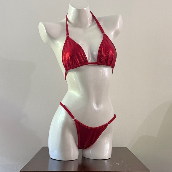 Competition prep posing suit Red Bikini Set - Picture 1 of 2